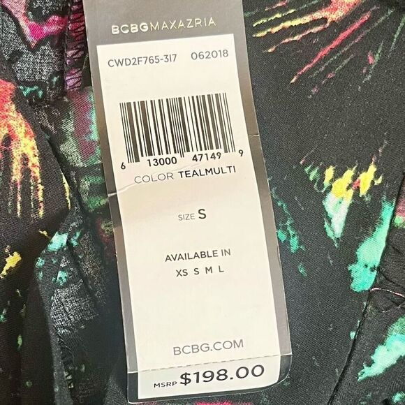 New! NWT BCBG Maxazria Multicolored Floral Wide Leg Pants Small - Picture 7 of 12